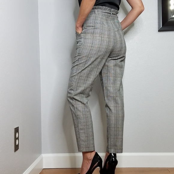 Paperbag high waist plaid pants - Picture 3 of 5